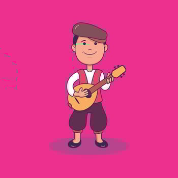 a man from Italy playing guitar illustration and design vector