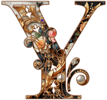 Gold floral alphabet png