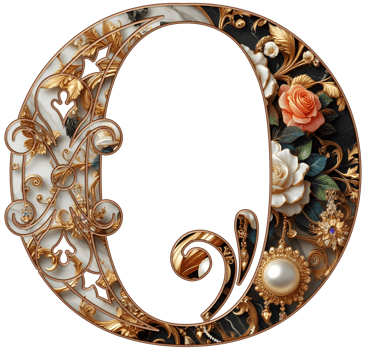 Gold floral alphabet png