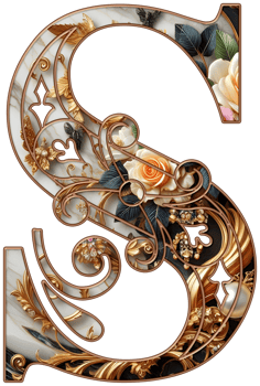 Gold floral alphabet png