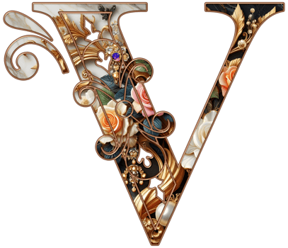Gold floral alphabet png