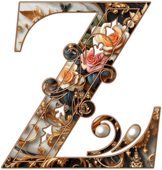 Gold floral alphabet png