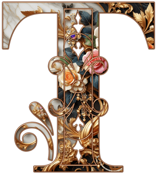 Gold floral alphabet png