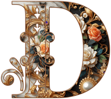 Gold floral alphabet png