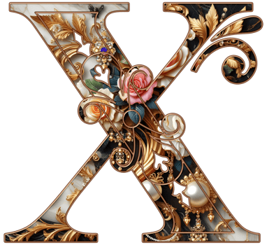 Gold floral alphabet png