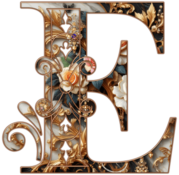 Gold floral alphabet png