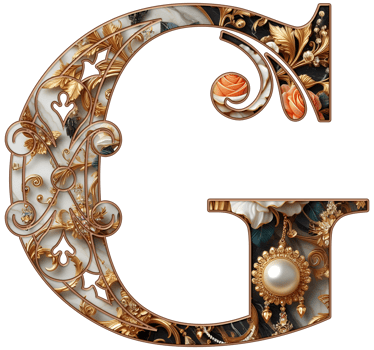 Gold floral alphabet png
