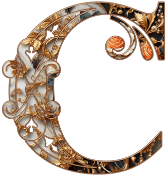 Gold floral alphabet png