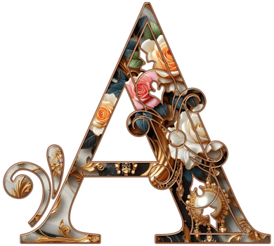 Gold floral alphabet png
