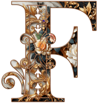 Gold floral alphabet png