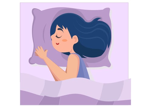 A beautiful young woman lies happily on a pillow. vector