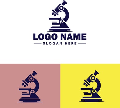Microscope laboratory medical research scientific healthcare logo icon for business brand app icon microscope logo template vector