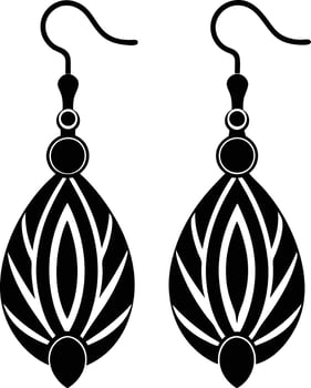 decorative women earrings illustration black and white vector