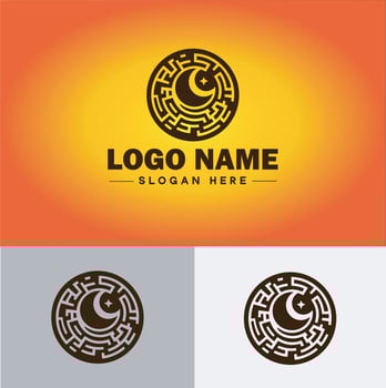 Moon logo icon for business brand app icon stars Moon Night bed logo template vector