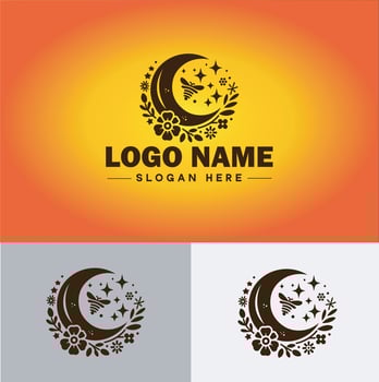 Moon logo icon for business brand app icon stars Moon Night bed logo template vector