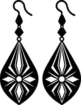 decorative women earrings illustration black and white vector