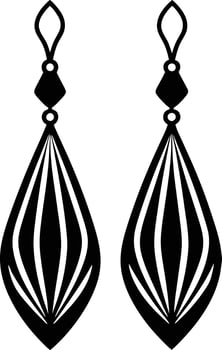 decorative women earrings illustration black and white vector