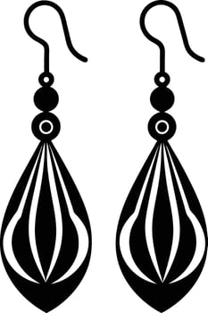 decorative women earrings illustration black and white vector