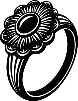 Women Decorative finger ring illustration black and white vector