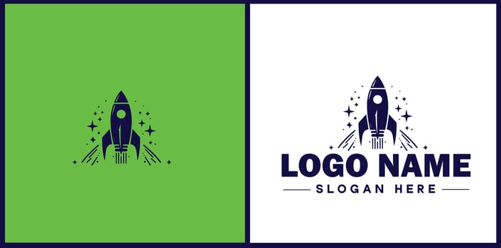Rocket fast space flying logo icon for business brand app icon rocket logo template vector