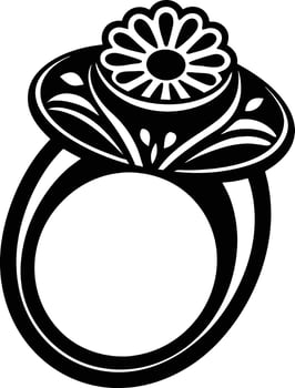 Women Decorative finger ring illustration black and white vector
