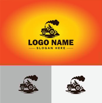 Tractor farm agriculture logo icon for business brand app icon farm industries machinery Tractor logo template vector