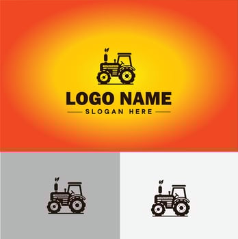 Tractor farm agriculture logo icon for business brand app icon farm industries machinery Tractor logo template vector