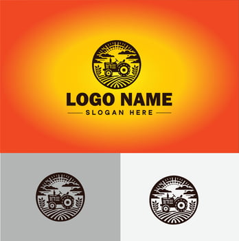 Tractor farm agriculture logo icon for business brand app icon farm industries machinery Tractor logo template vector