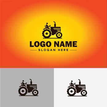 Tractor farm agriculture logo icon for business brand app icon farm industries machinery Tractor logo template vector