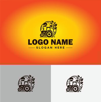 Tractor farm agriculture logo icon for business brand app icon farm industries machinery Tractor logo template vector