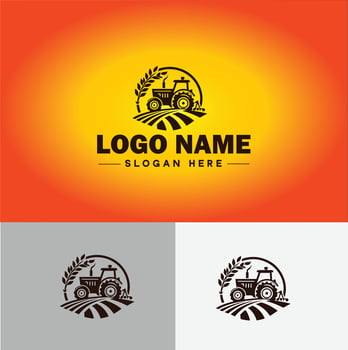 Tractor farm agriculture logo icon for business brand app icon farm industries machinery Tractor logo template vector