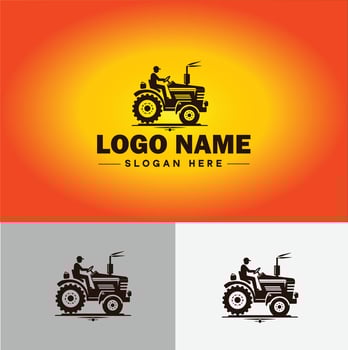 Tractor farm agriculture logo icon for business brand app icon farm industries machinery Tractor logo template vector