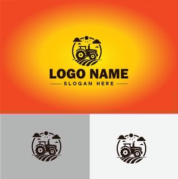 Tractor farm agriculture logo icon for business brand app icon farm industries machinery Tractor logo template vector