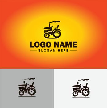 Tractor farm agriculture logo icon for business brand app icon farm industries machinery Tractor logo template vector
