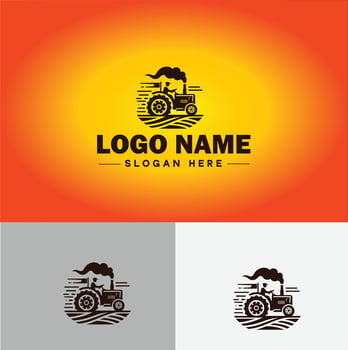 Tractor farm agriculture logo icon for business brand app icon farm industries machinery Tractor logo template vector