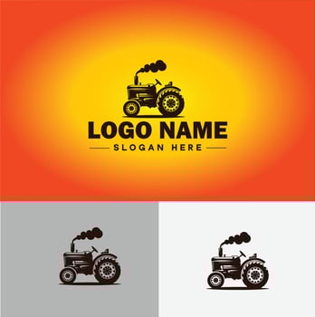Tractor farm agriculture logo icon for business brand app icon farm industries machinery Tractor logo template vector