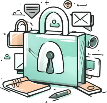 A green padlock with a key and other items png