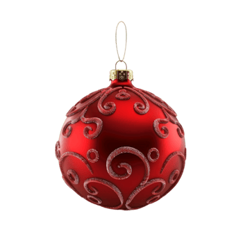 Christmas Ornament with Swirly Design Hanging from String on Transparent background AI-Generative png
