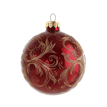 Red Ornament with Gold Trim and Intricate Swirling Designs on Transparent background AI-Generative png