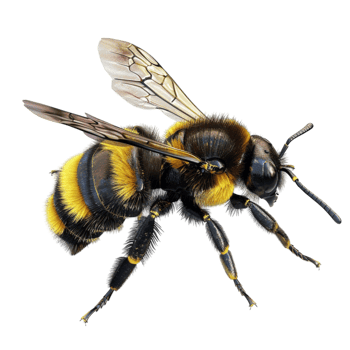 Bee with Yellow and Black Stripes on Its Back On Transparent Background. png