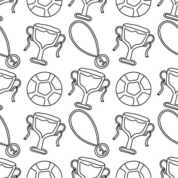 Seamless football pattern. Background with sports icons. Doodle soccer illustration vector