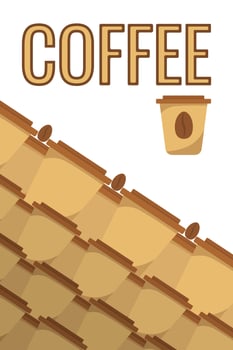 Logo Coffee and Cafe concept frame with coffee beans banner. Coffee paper craft cup poster vector