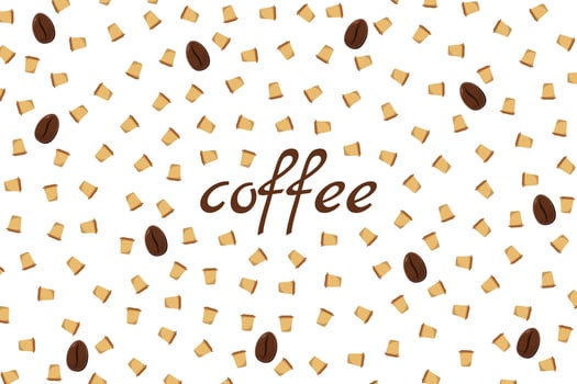Logo Coffee and Cafe concept frame with coffee beans banner. Coffee paper craft cup poster vector