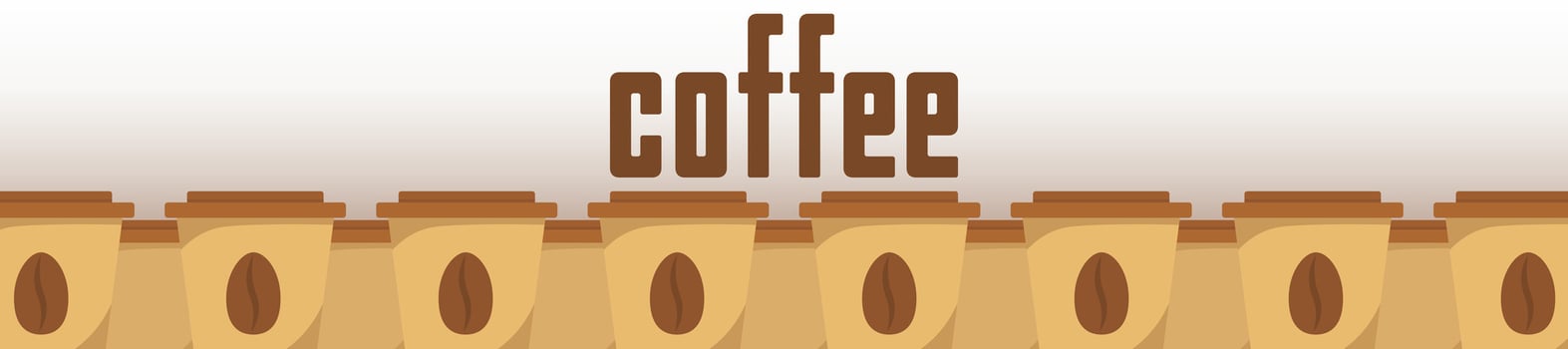 Logo Coffee and Cafe concept frame with coffee beans banner. Coffee paper craft cup poster vector
