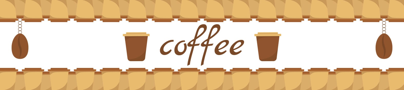 Logo Coffee and Cafe concept frame with coffee beans banner. Coffee paper craft cup poster vector