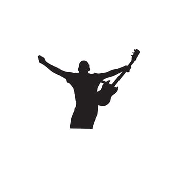 Guitar playing man simple silhouette shadow shape flat black icon isolated vector