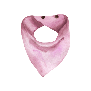 Newborn baby girl pink bib watercolor illustration. Hand drawn children clipart, baby care element for feeding. Painting for room poster, baby shower party design, invitation ,textile decor png