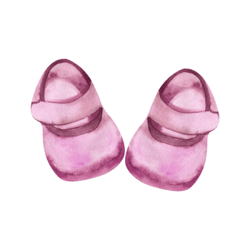 Baby girl pink cute booties watercolor illustration. Hand drawn shoe for newborn, kids clothes for foot. Baby shower party composition for poster, invitation, greeting card design. png