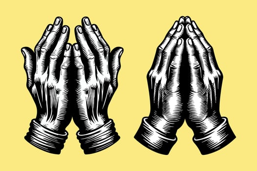 prayer hand art style vector
