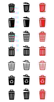 Trash bin. isolated icons. Black trash dusbin sign icon isolated elements. vector